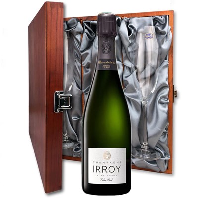 Irroy Extra Brut Champagne 75cl And Flutes In Luxury Presentation Box